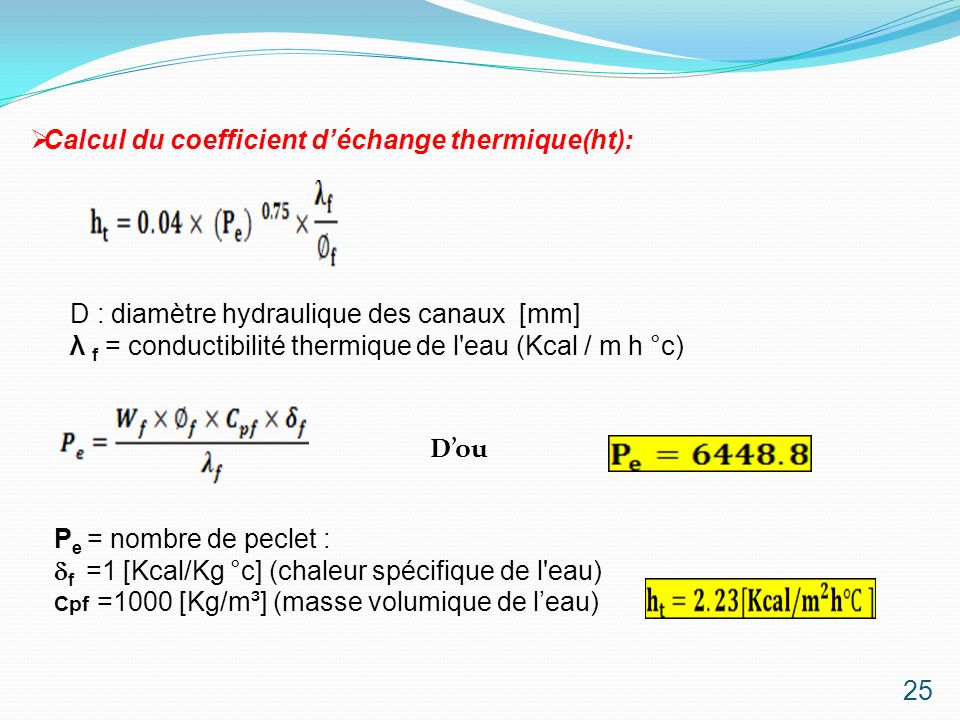 Calcul du coefficient d’échange thermique(ht):