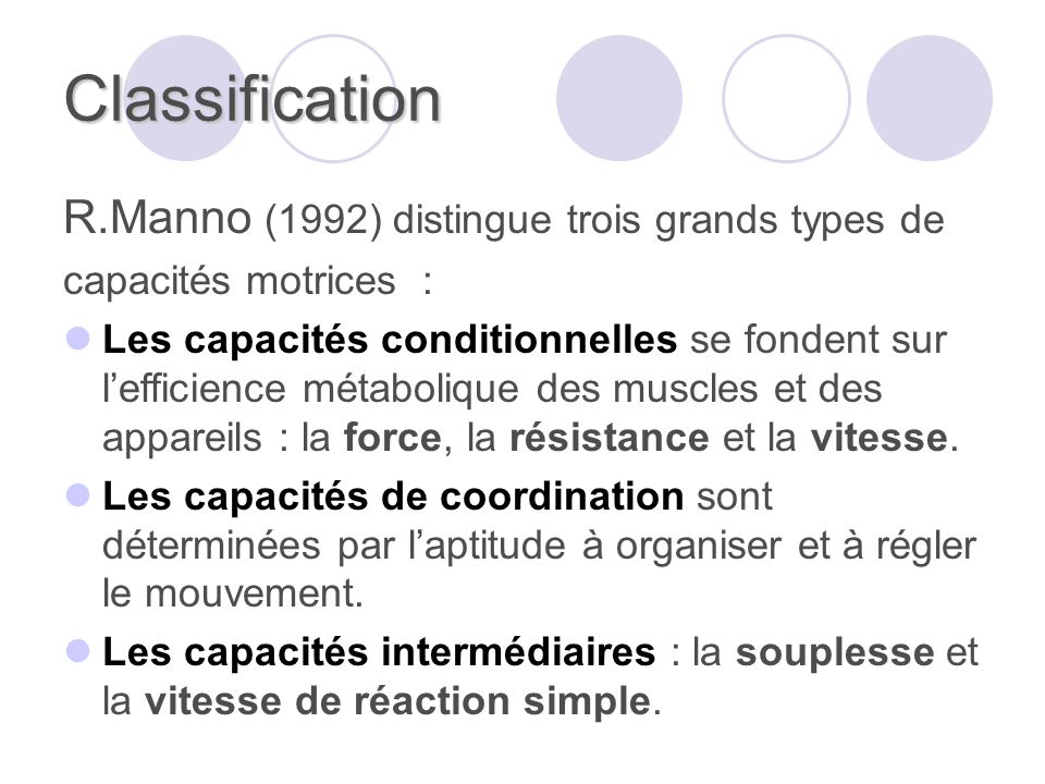 Classification R.Manno (1992) distingue trois grands types de