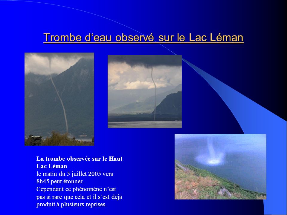 Trombe d‘eau observé sur le Lac Léman
