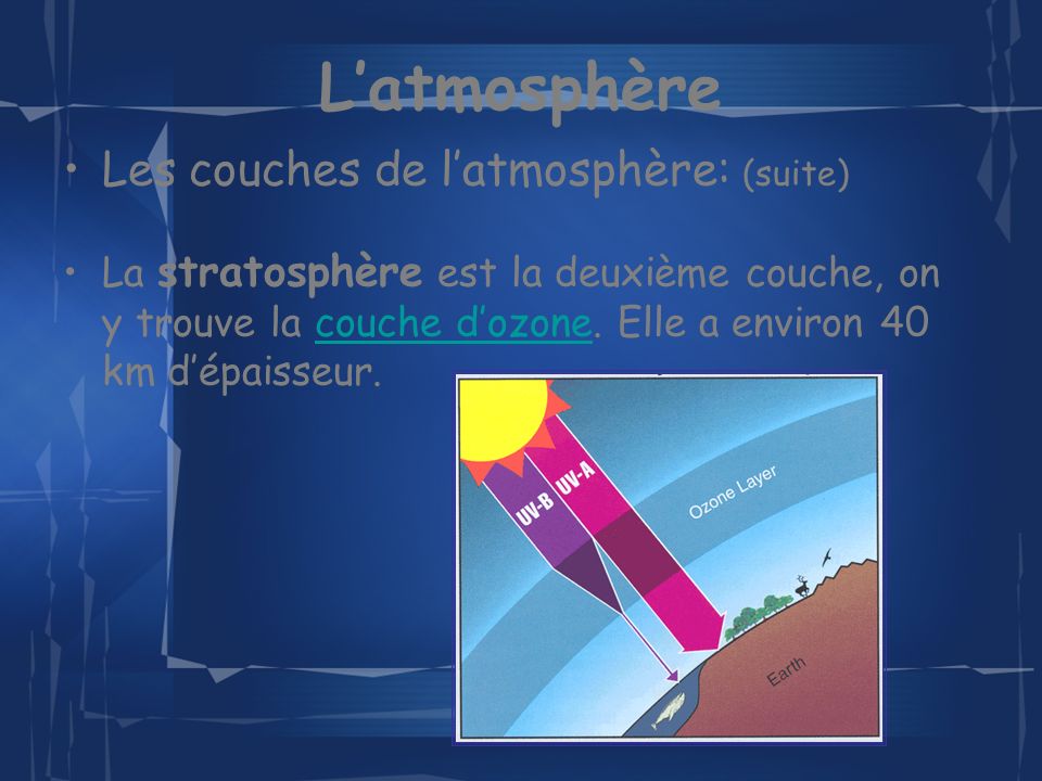 L’atmosphère Les couches de l’atmosphère: (suite)