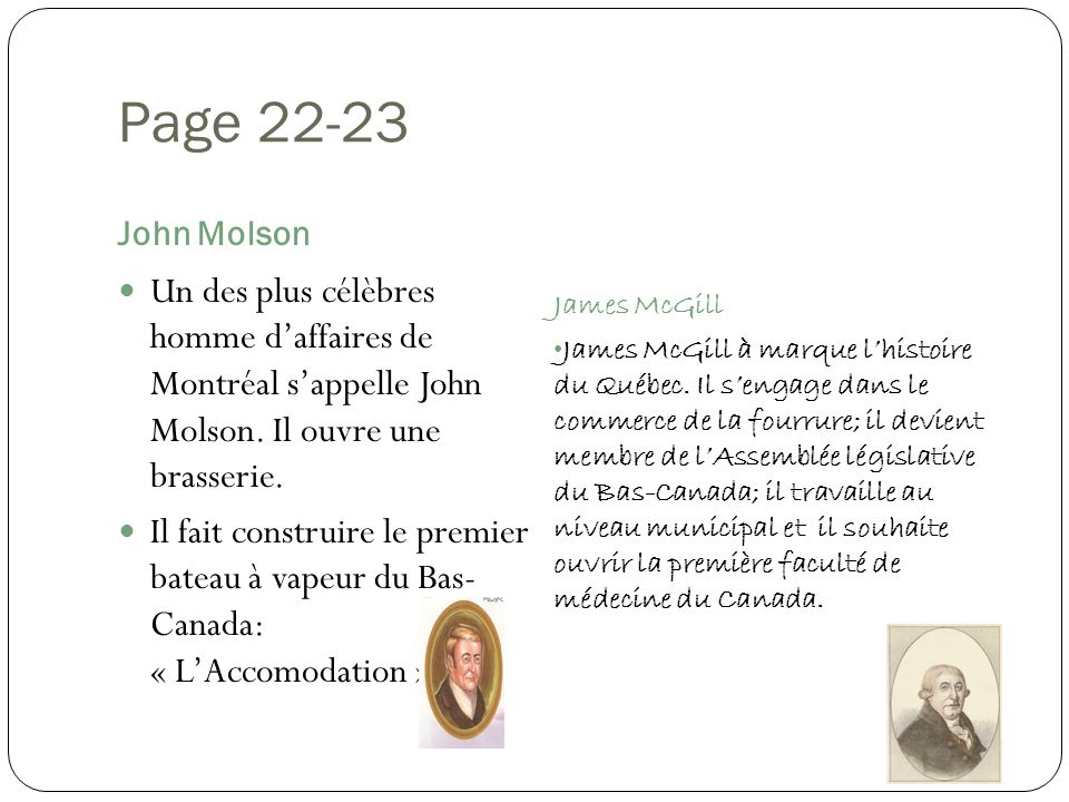 Page John Molson. James McGill.