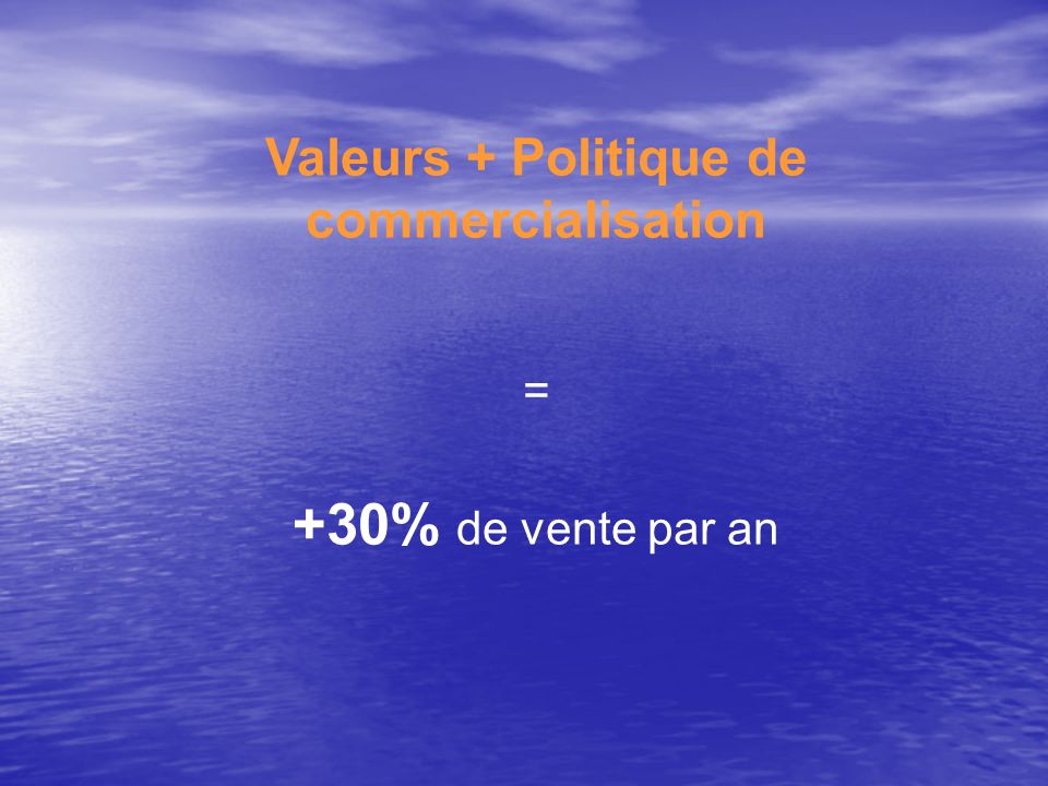 Valeurs + Politique de commercialisation