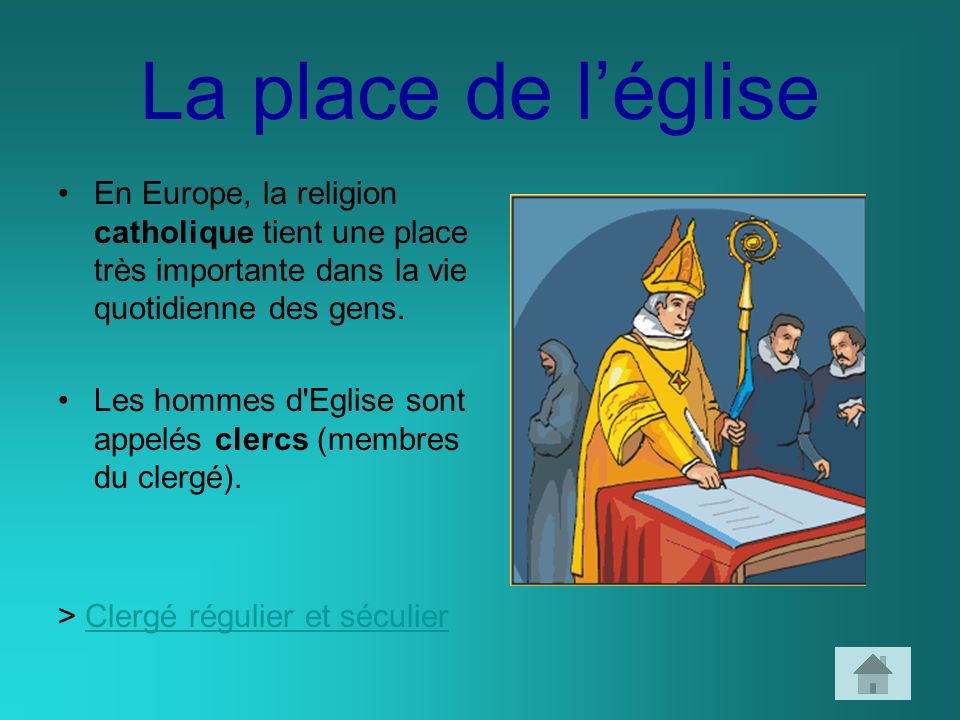 La place de l’église En Europe, la religion catholique tient une place très importante dans la vie quotidienne des gens.