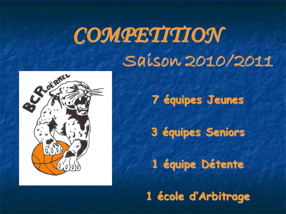 COMPETITION Saison 2010/ équipes Jeunes 3 équipes Seniors