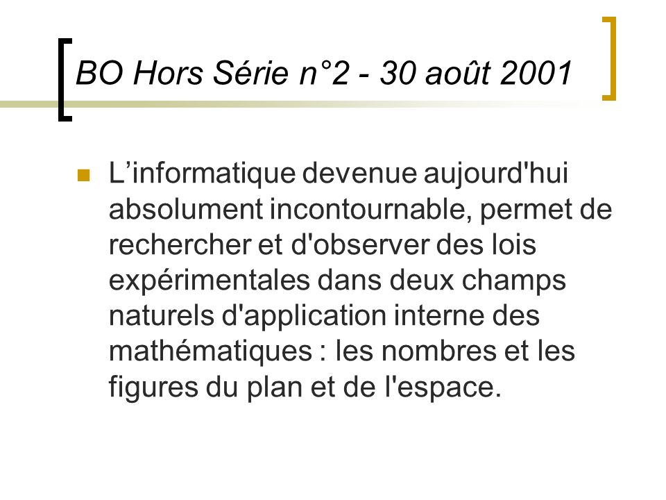BO Hors Série n° août 2001