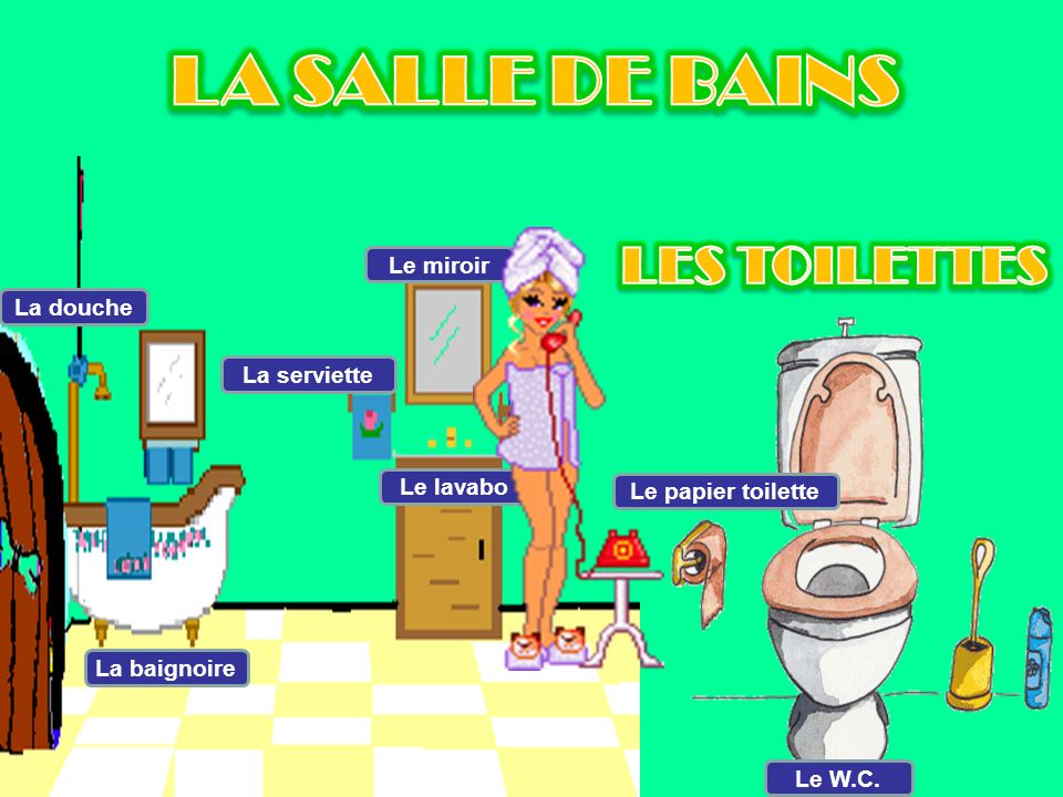 LA SALLE DE BAINS LES TOILETTES Le miroir La douche La serviette
