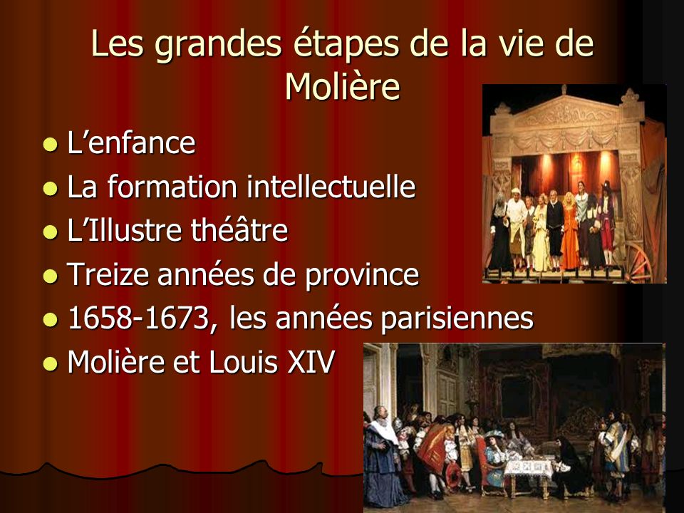 Les grandes étapes de la vie de Molière