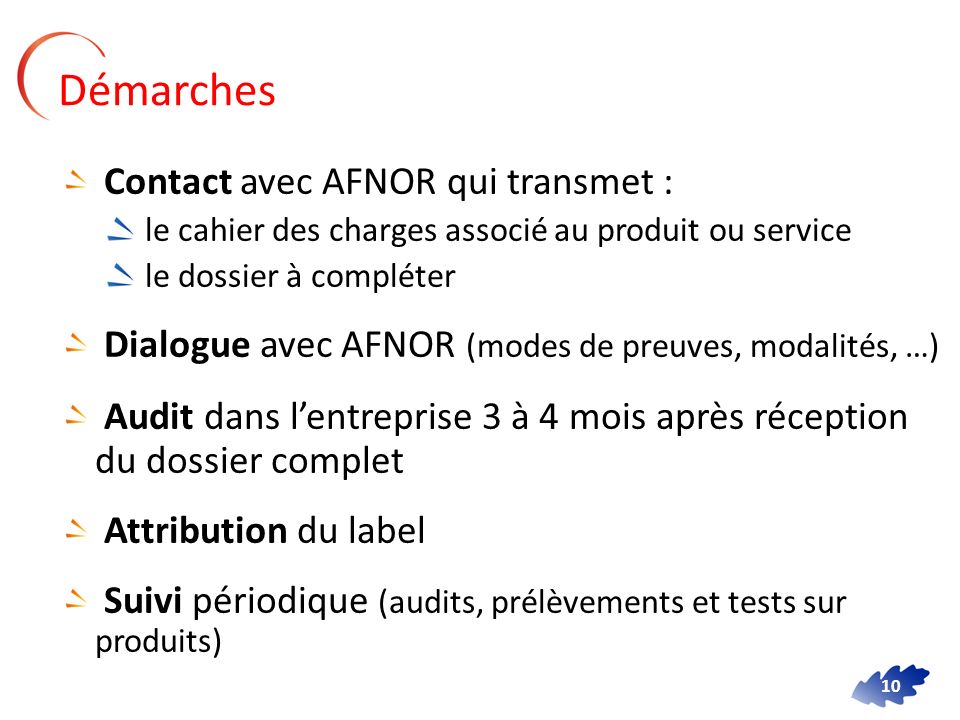 Démarches Contact avec AFNOR qui transmet :