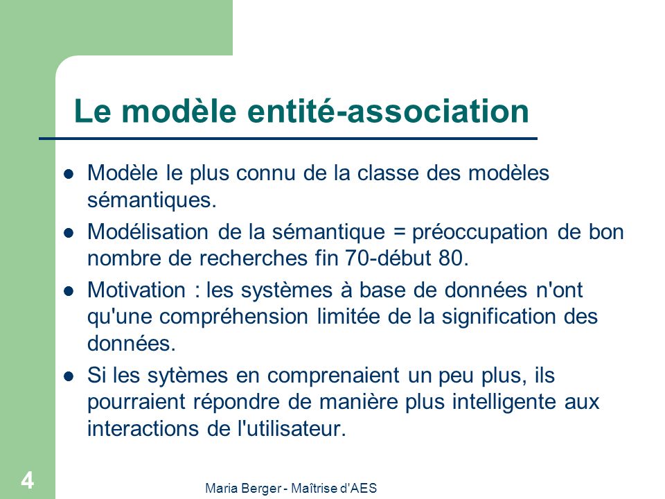 Le modèle entité-association