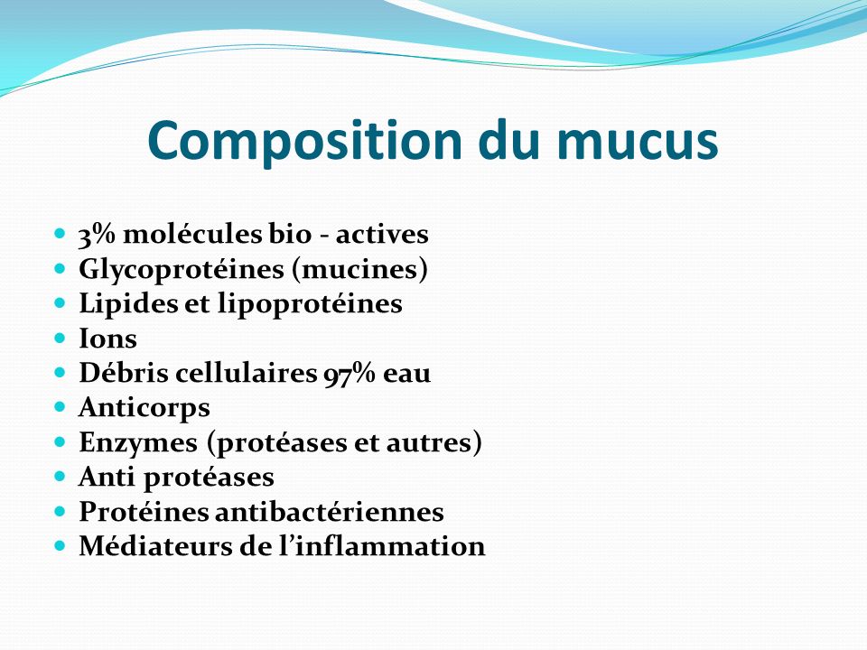 Composition du mucus 3% molécules bio - actives