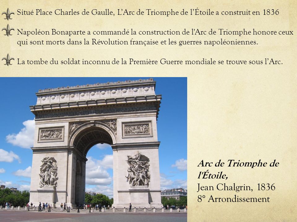 Arc de Triomphe de l Étoile, Jean Chalgrin, ° Arrondissement