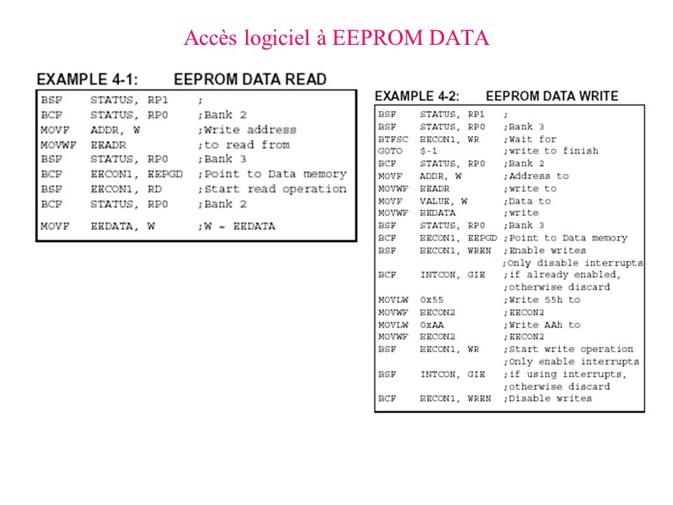 Accès logiciel à EEPROM DATA