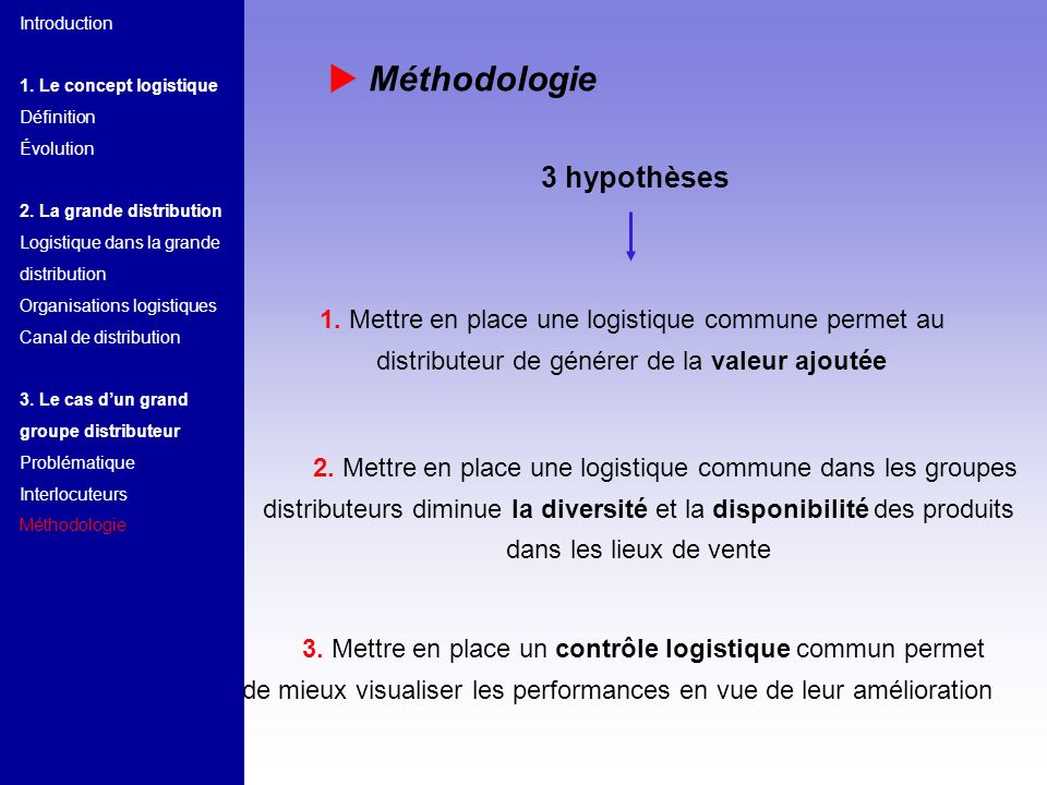 Méthodologie 3 hypothèses