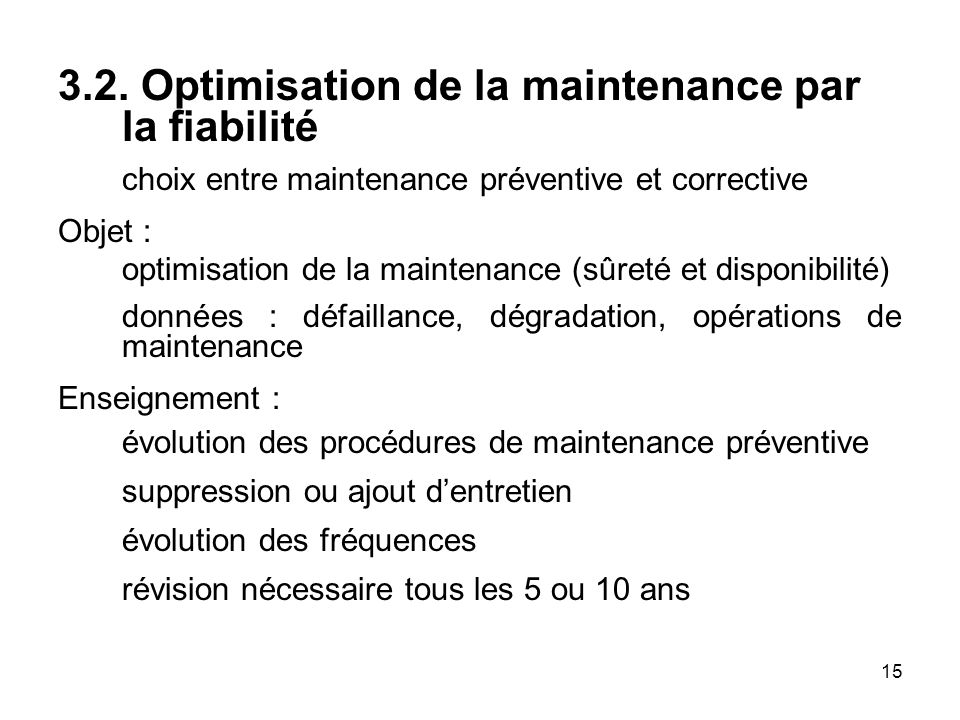 3.2. Optimisation de la maintenance par la fiabilité