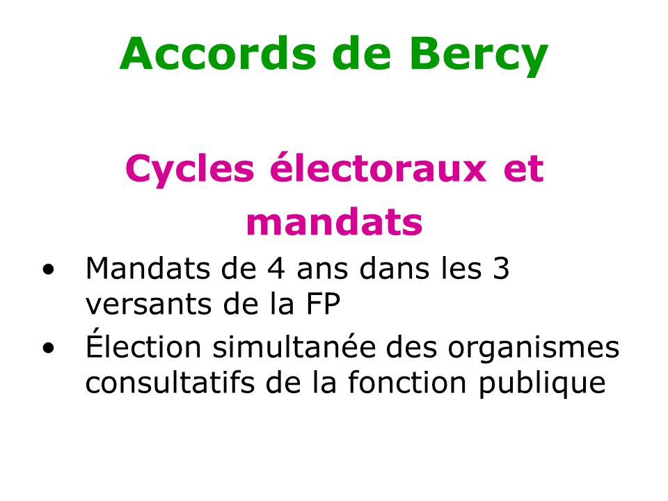 Accords de Bercy Cycles électoraux et mandats