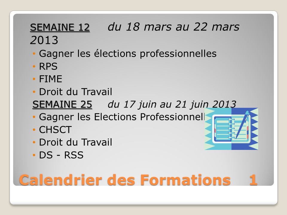Calendrier des Formations 1