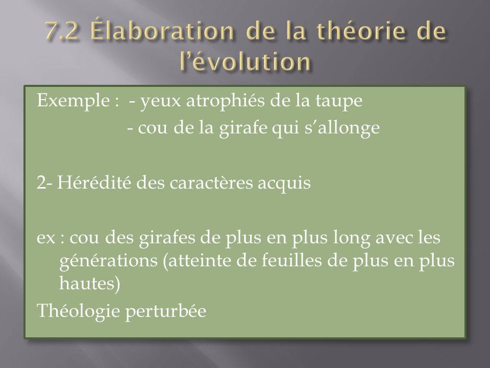 7.2 Élaboration de la théorie de l’évolution