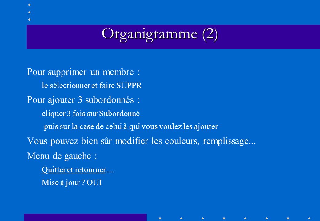 Organigramme (2) Pour supprimer un membre :