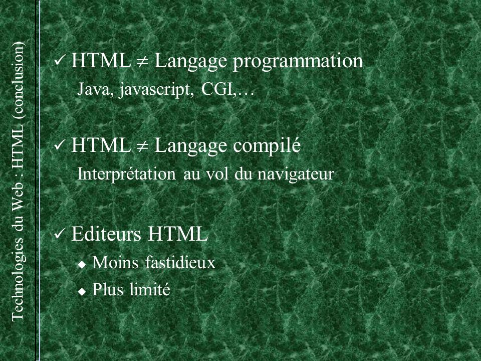 Technologies du Web : HTML (conclusion)