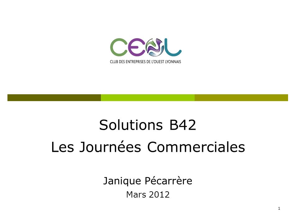 Solutions B42 Les Journées Commerciales Janique Pécarrère Mars 2012