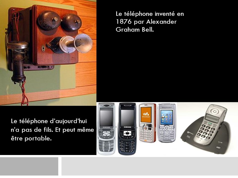 Le téléphone inventé en 1876 par Alexander Graham Bell.