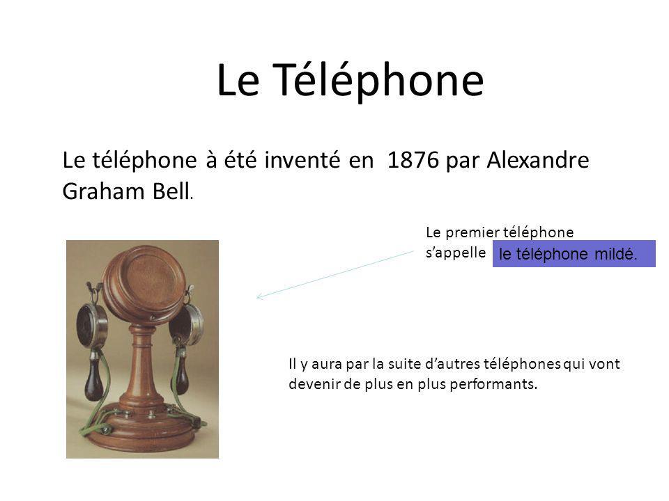 Le Téléphone Le téléphone à été inventé en 1876 par Alexandre Graham Bell. Le premier téléphone s’appelle.