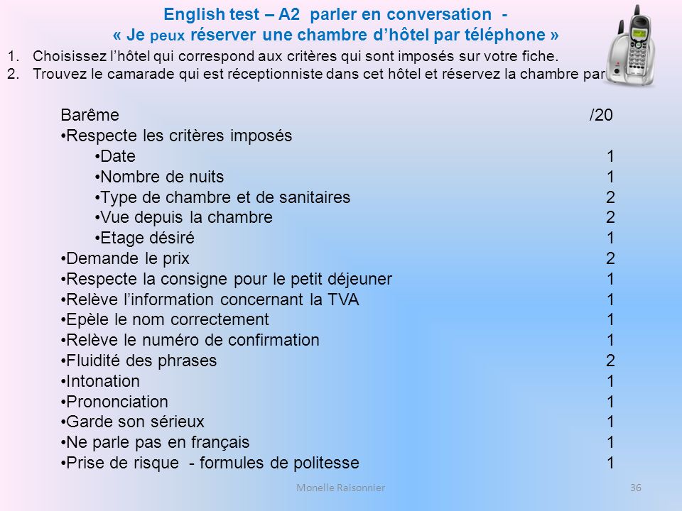English test – A2 parler en conversation -