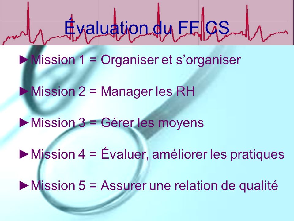 Évaluation du FF CS Mission 1 = Organiser et s’organiser
