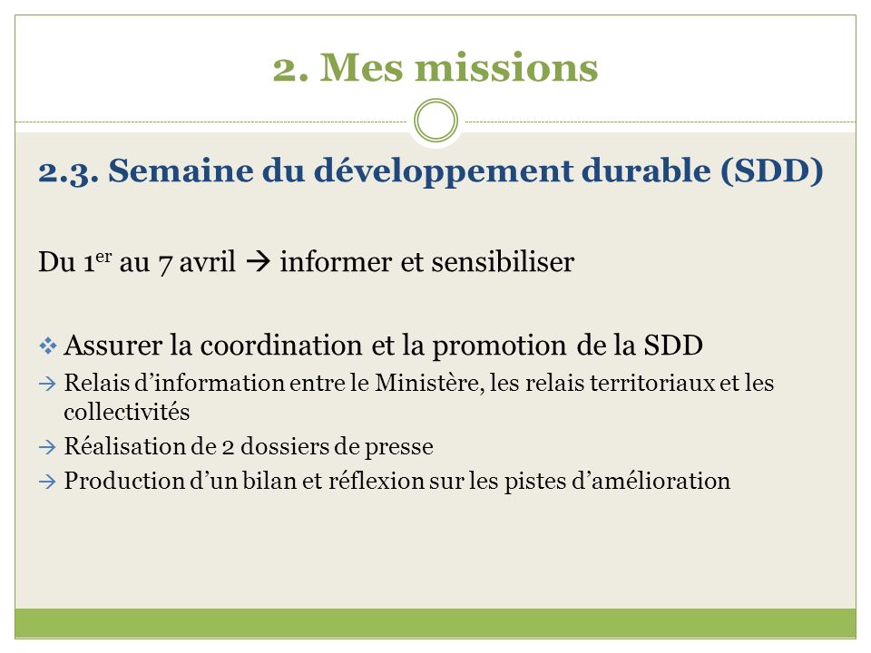 2. Mes missions 2.3. Semaine du développement durable (SDD)