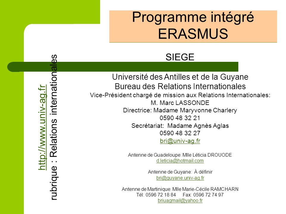 Programme intégré ERASMUS