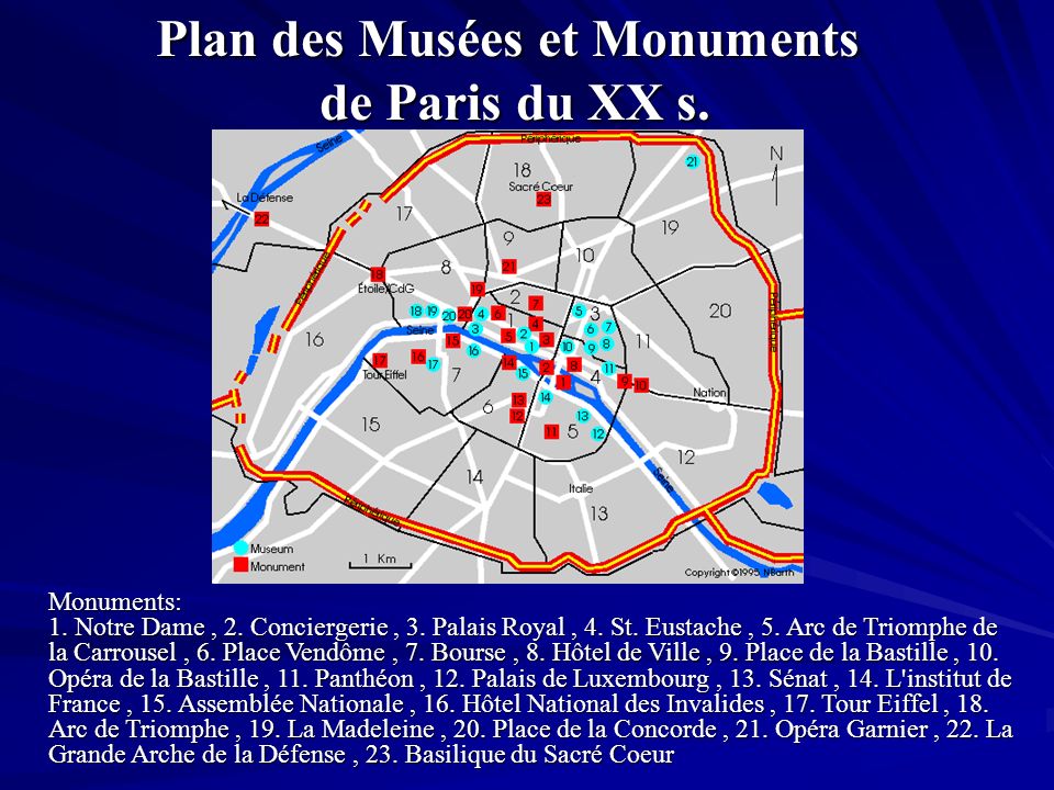 Plan des Musées et Monuments