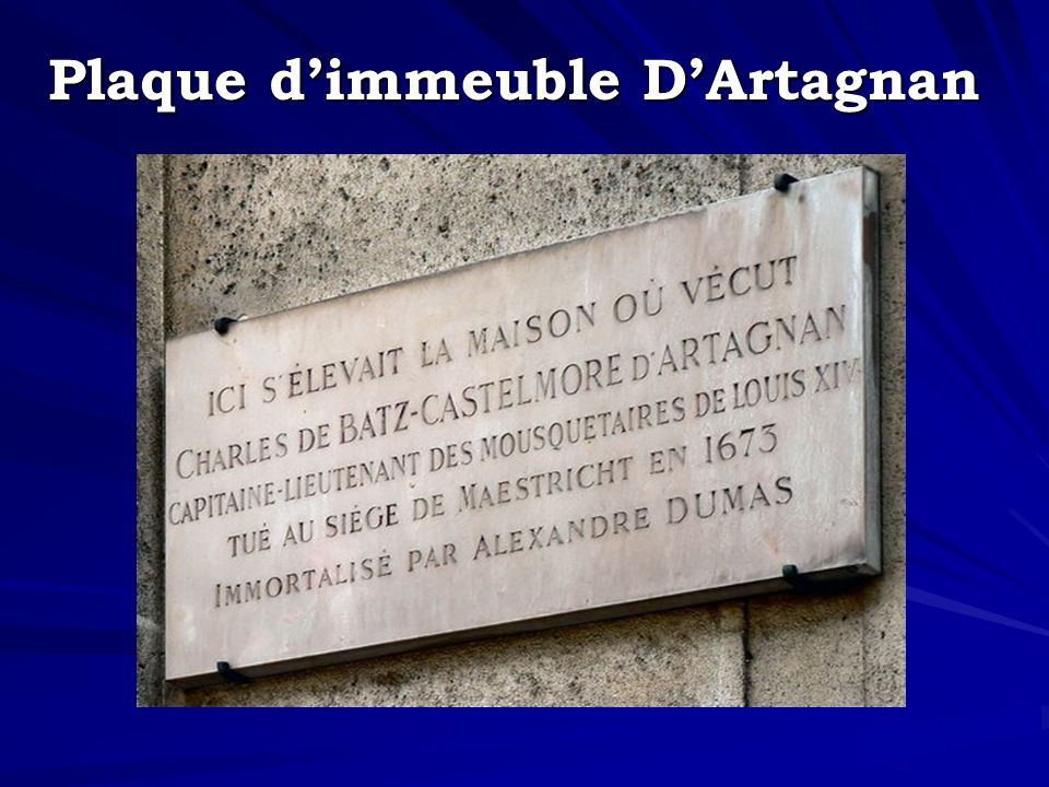 Plaque d’immeuble D’Artagnan