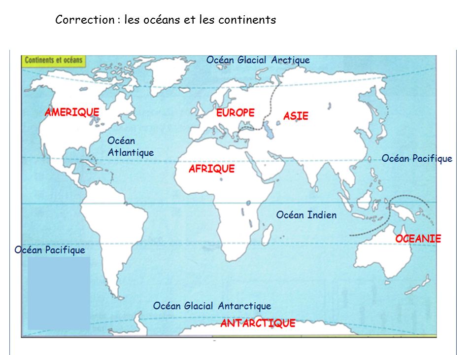 Correction : les océans et les continents