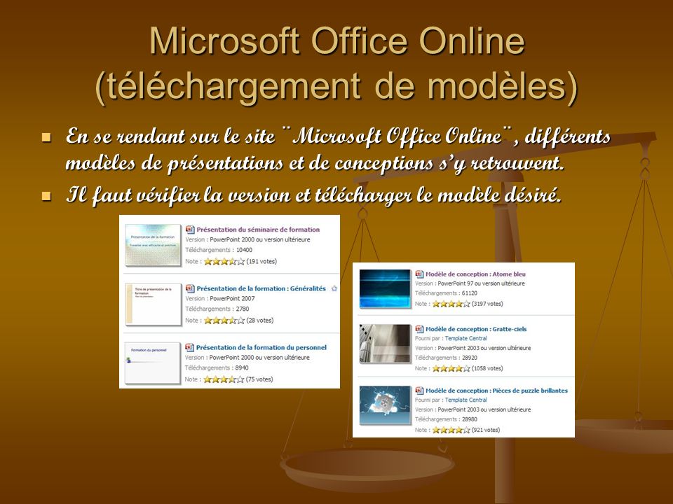 Microsoft Office Online (téléchargement de modèles)