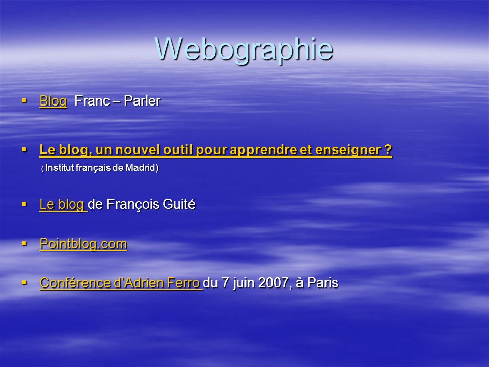Webographie Blog Franc – Parler