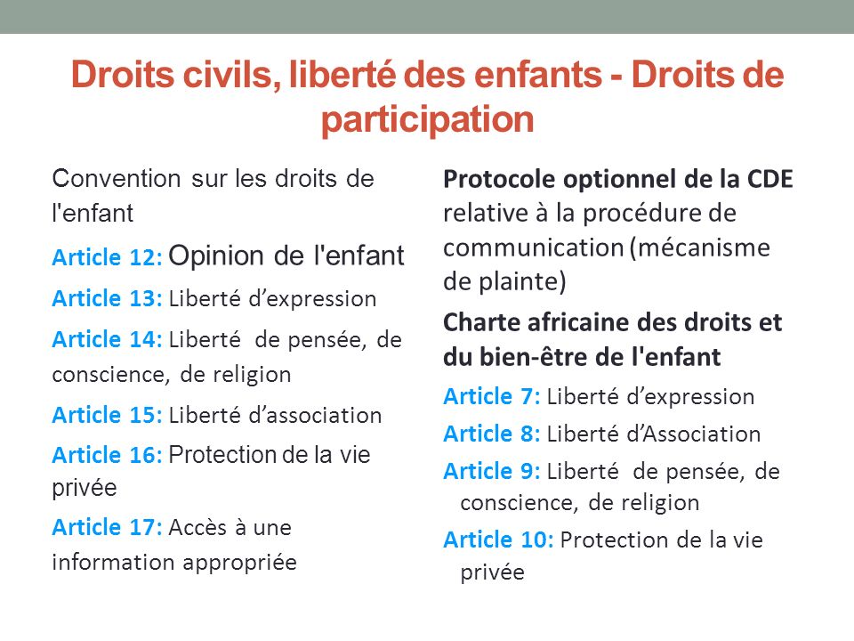 Charte Des Droits De L Enfance