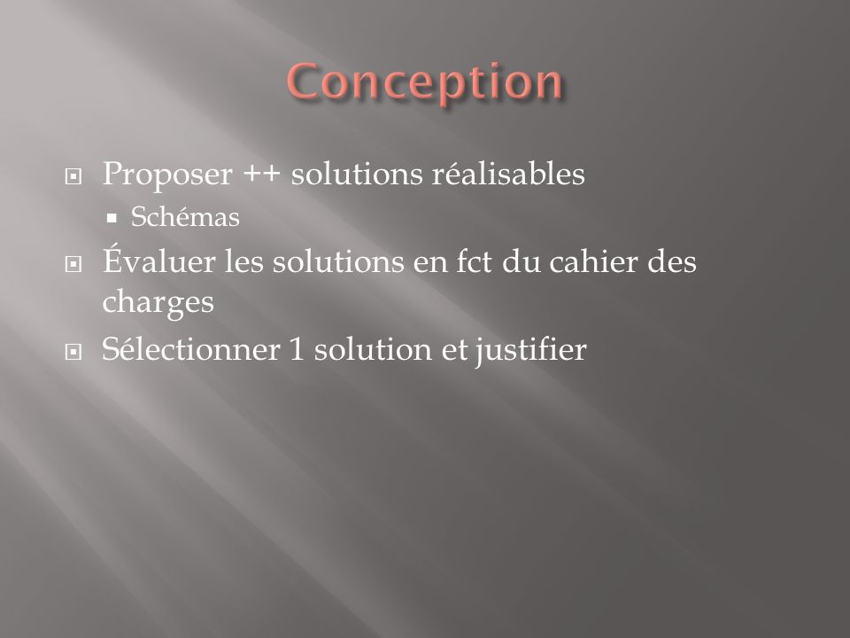 Conception Proposer ++ solutions réalisables