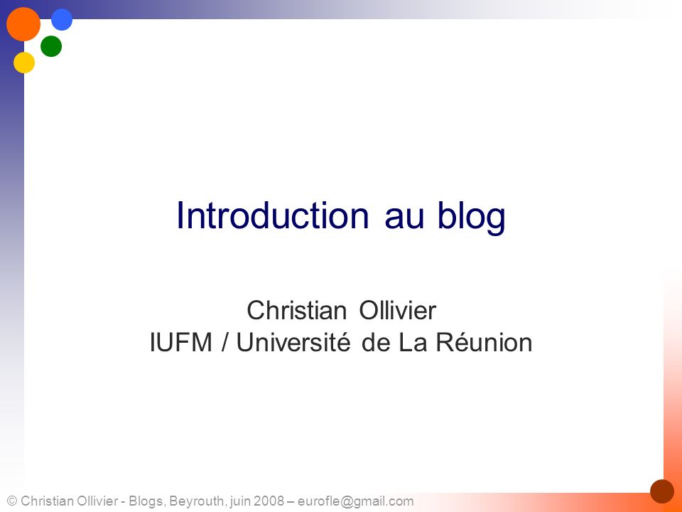 Christian Ollivier IUFM / Université de La Réunion