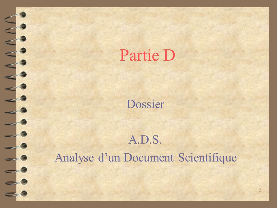 Dossier A.D.S. Analyse d’un Document Scientifique