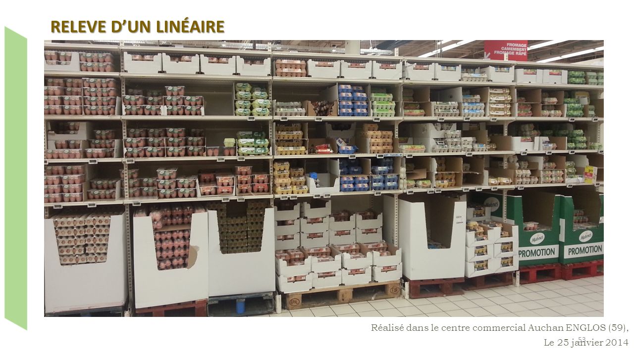RELEVE D’UN LINÉAIRE Réalisé dans le centre commercial Auchan ENGLOS (59), Le 25 janvier 2014