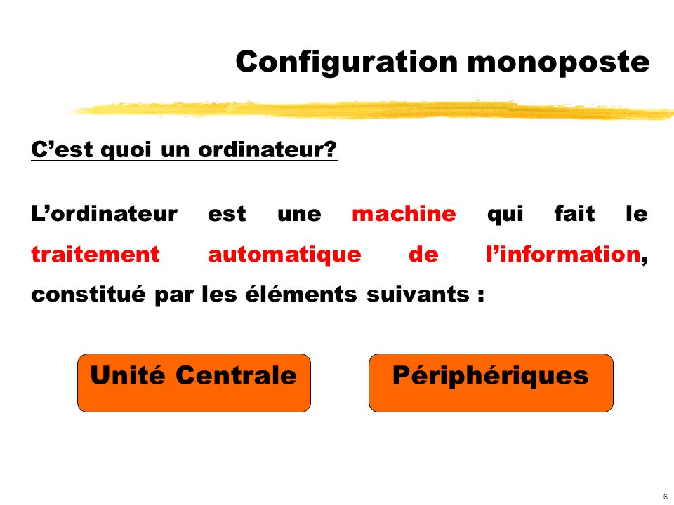 Configuration monoposte