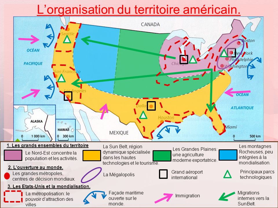 L’organisation du territoire américain.