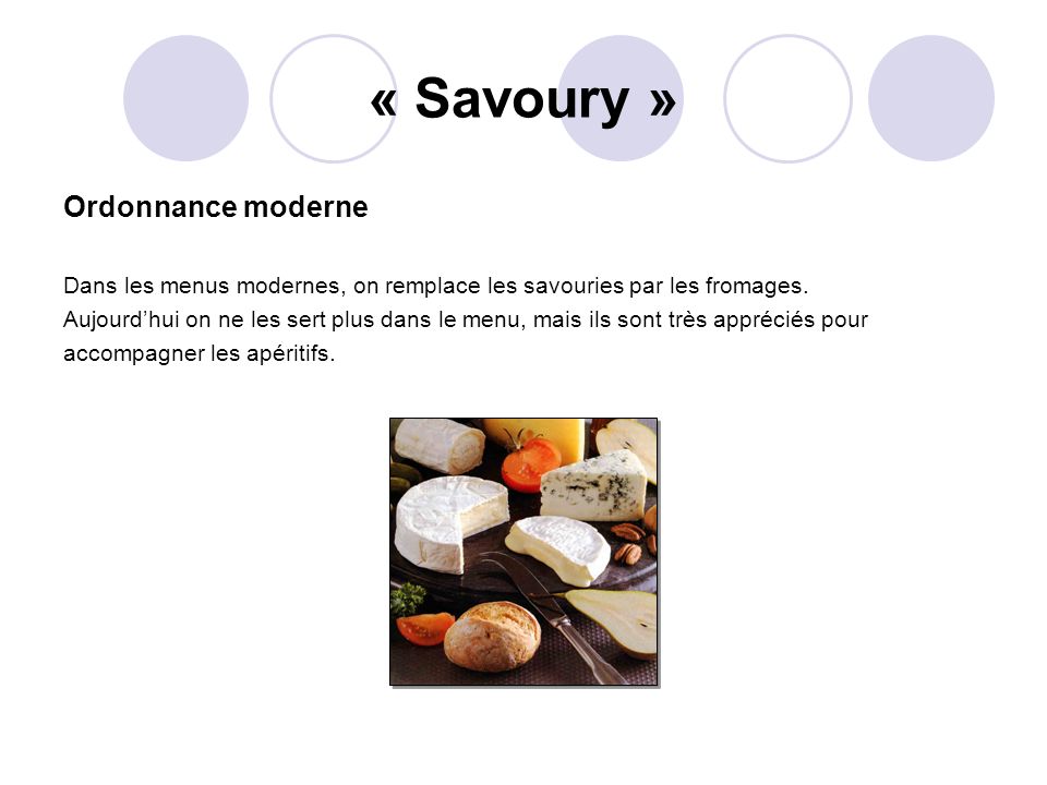 « Savoury » Ordonnance moderne