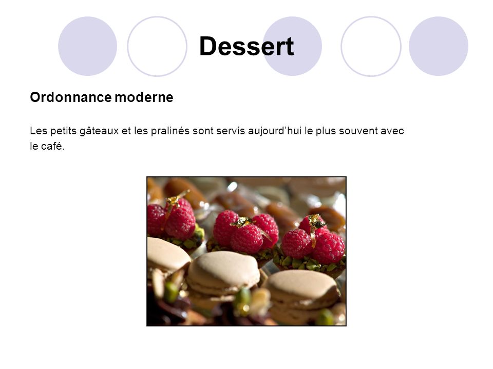 Dessert Ordonnance moderne