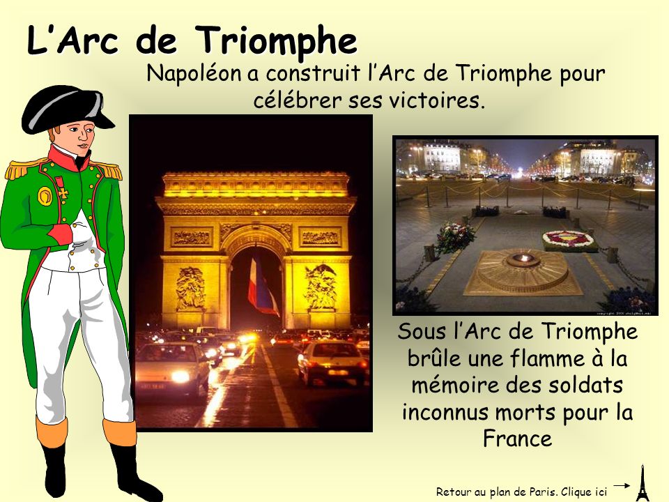 Napoléon a construit l’Arc de Triomphe pour célébrer ses victoires.
