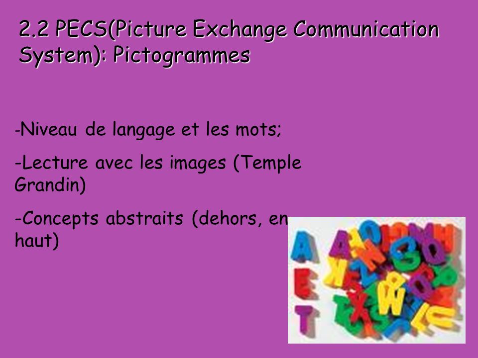 2.2 PECS(Picture Exchange Communication System): Pictogrammes