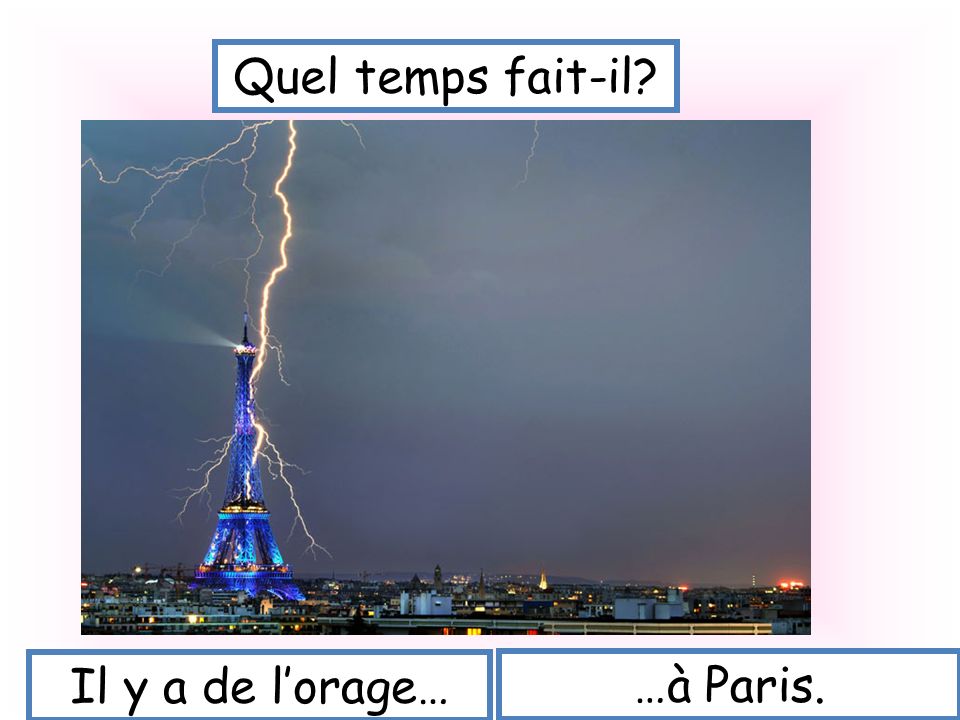 Quel temps fait-il Il y a de l’orage… …à Paris.