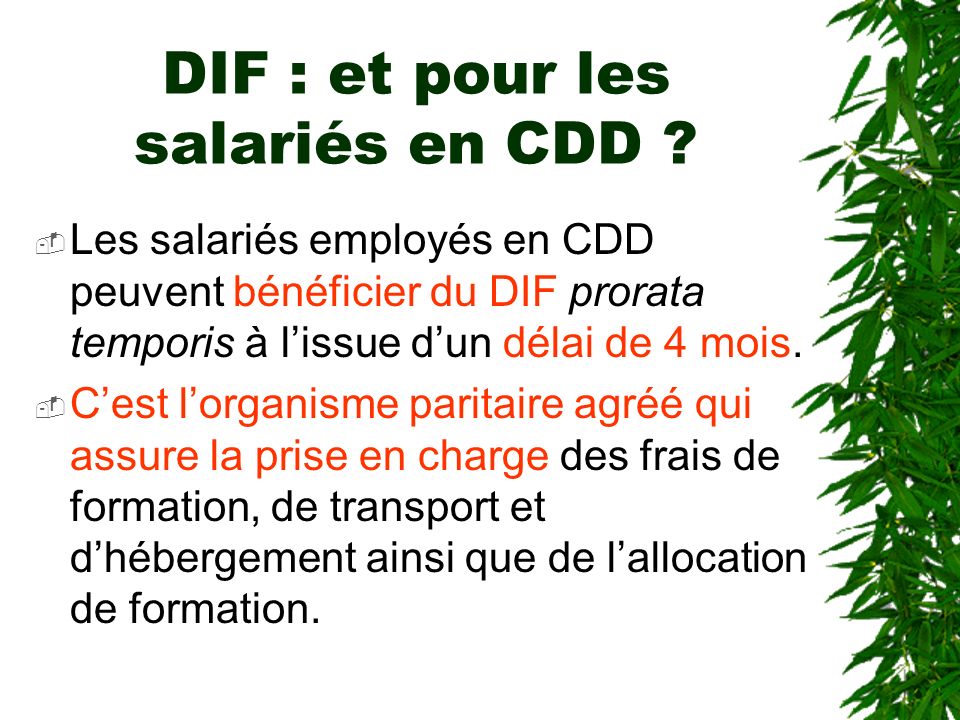 DIF : et pour les salariés en CDD