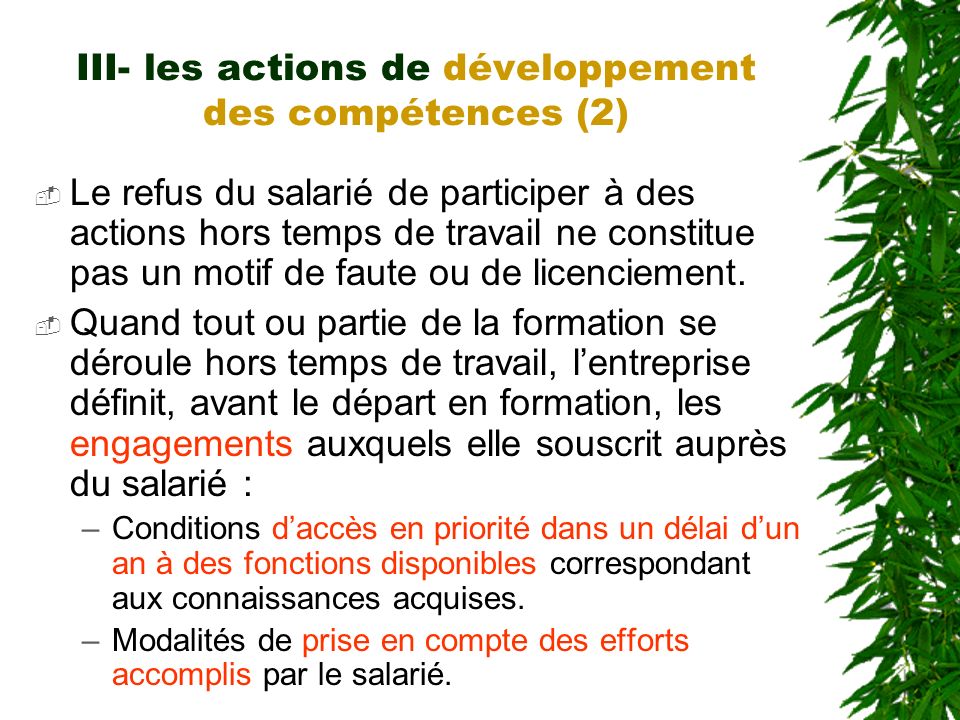 III- les actions de développement des compétences (2)