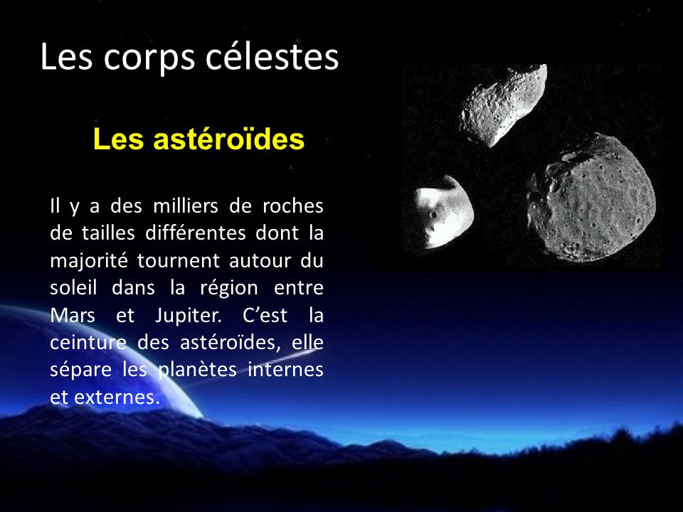 Les corps célestes Les astéroïdes